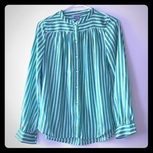 H&M Green Striped Long-sleeved Blouse